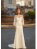 Spaghetti Straps Ivory Satin Wedding Dress With Lace Jacket